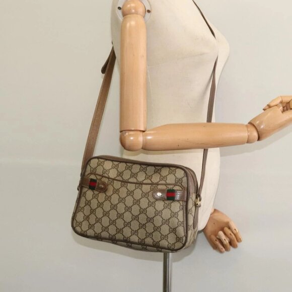 GUCCI GG Supreme Web Sherry Line Shoulder Bag PVC Beige 904 02 049 Auth yk18789 - Picture 14 of 16